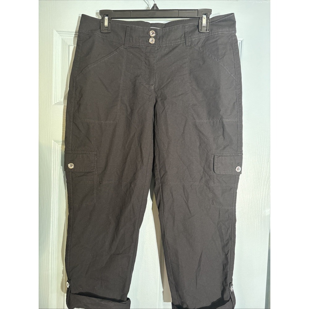 Whit House Black Market Cuffed Black Capris Woman's 8